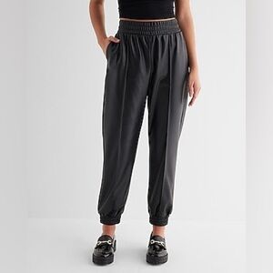 NWT High Waisted Faux Leather Seamed Joggers